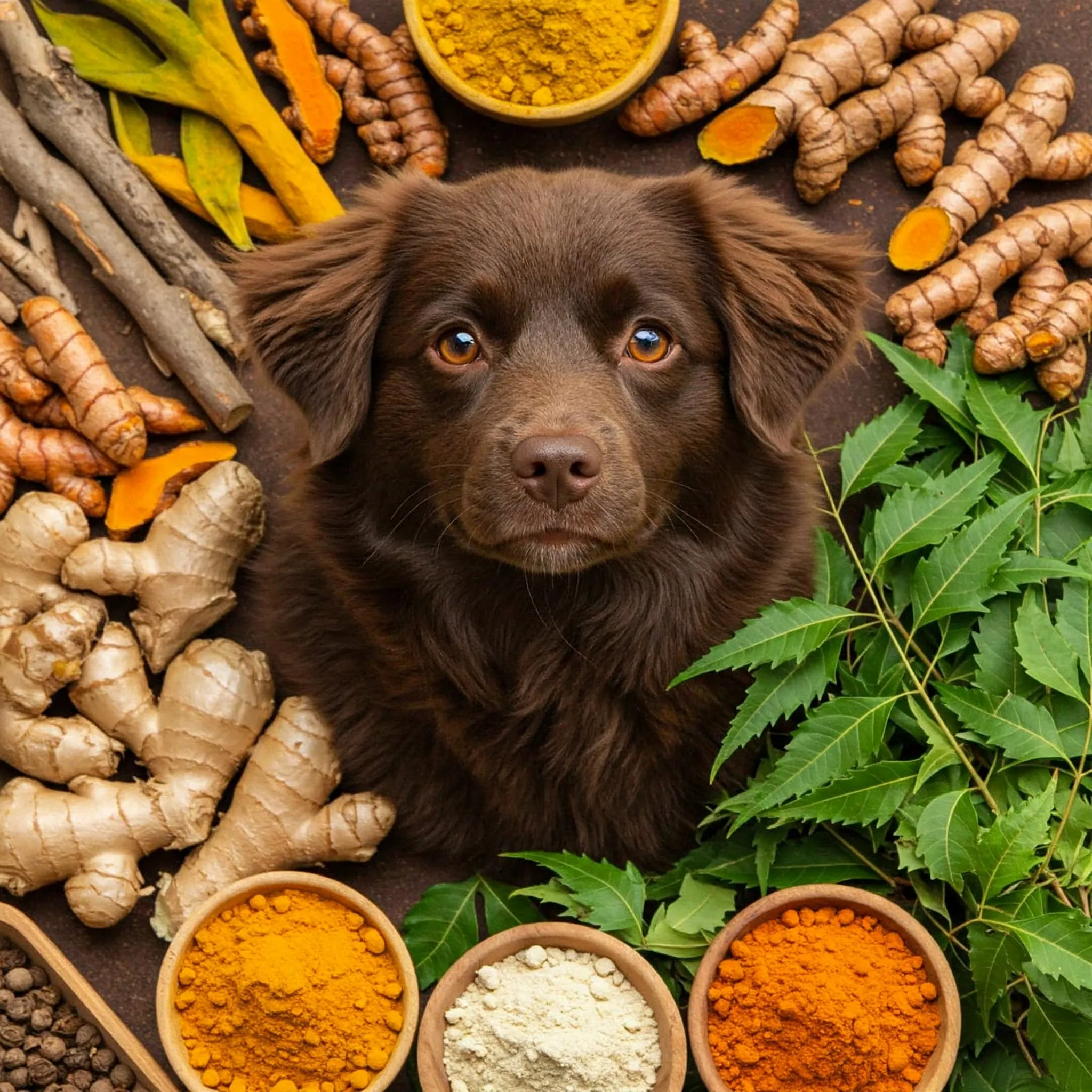 A dog with itchy skin being gently petted by its owner, illustrating the need for Ayurvedic solutions for pet allergies.